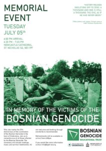 July 2022 poster Memorial Event Memorial Event - In Memory of the Victims of the Bosnian Genocide